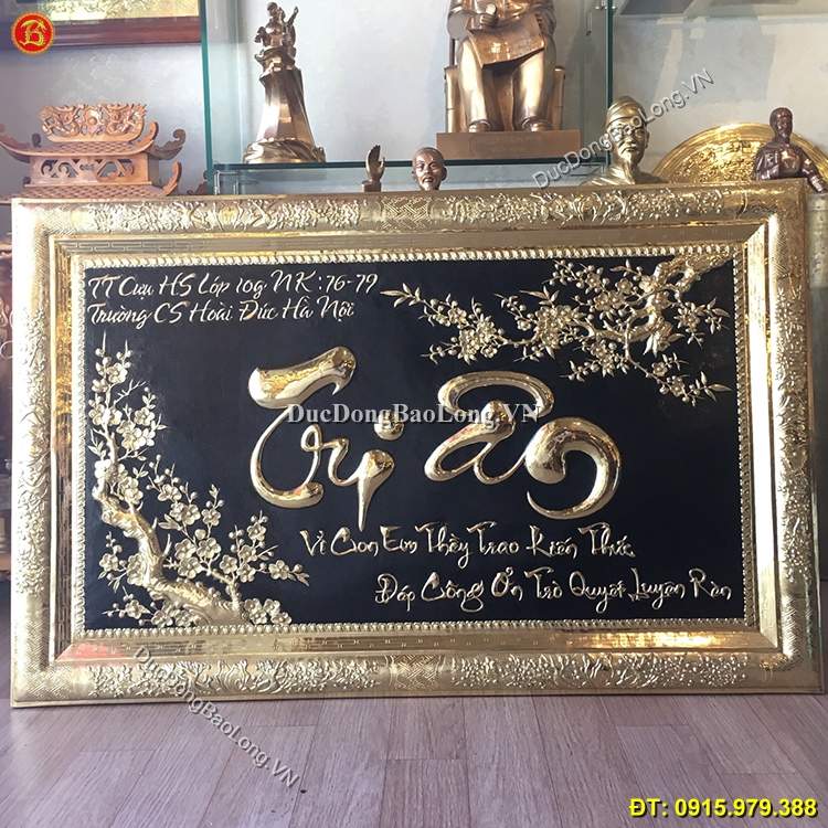 Tranh Chữ Tri Ân Bằng Đồng 1m07 x 68cm