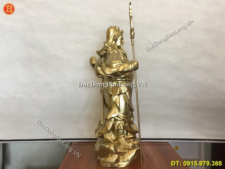 Tượng Đồng Quan Công Đứng Chống Đao 69cm