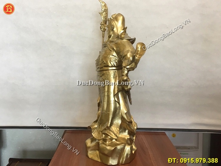 Tượng Đồng Quan Công Đứng Chống Đao 69cm
