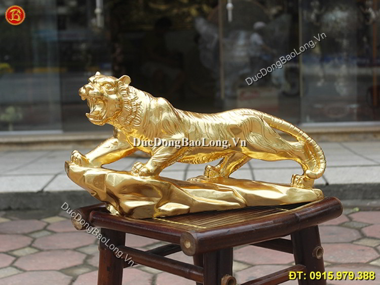 Tượng Con Hổ Dát Vàng 9999 Dài 43cm
