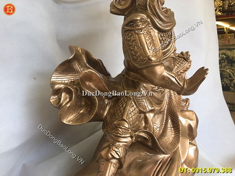 Tượng Quan Công Múa Võ Bằng Đồng Đỏ 61cm