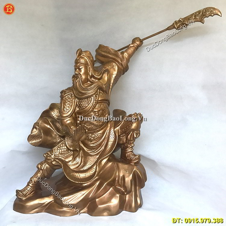 Tượng Quan Công Múa Võ Bằng Đồng Đỏ 61cm