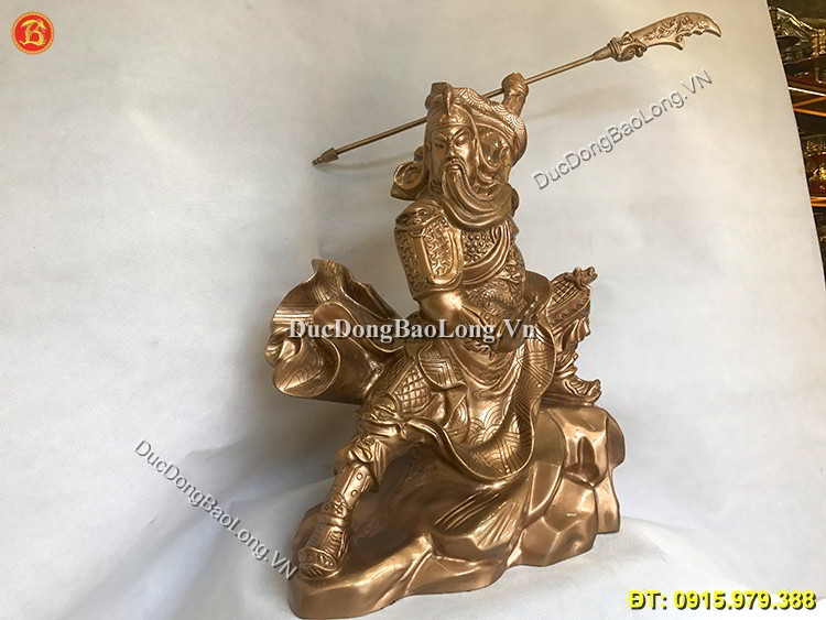 Tượng Quan Công Múa Võ Bằng Đồng Đỏ 61cm
