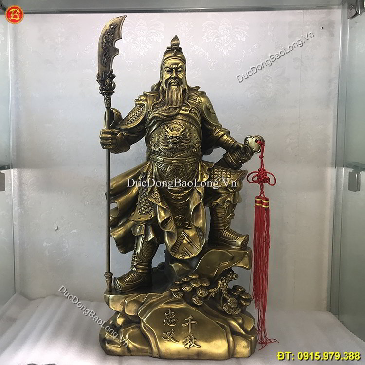 Tượng Quan Công Đứng Chống Đao Cao 63cm