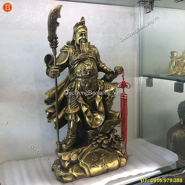 Tượng Quan Công Đứng Chống Đao Cao 63cm