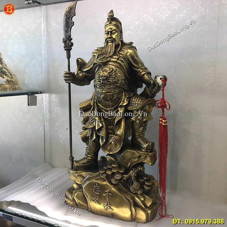 Tượng Quan Công Đứng Chống Đao Cao 63cm