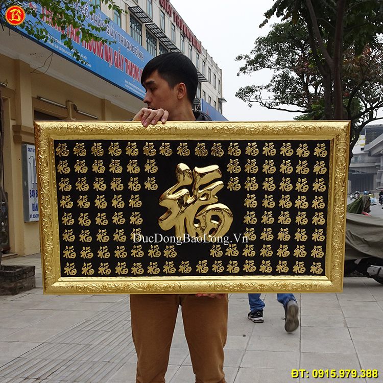 Tranh 100 Chữ Phúc Mạ Vàng 24k dài 1m07