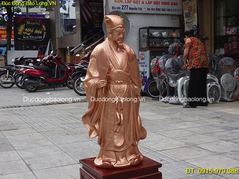Tượng Khổng Minh Đồng Đỏ đẹp cao 69cm
