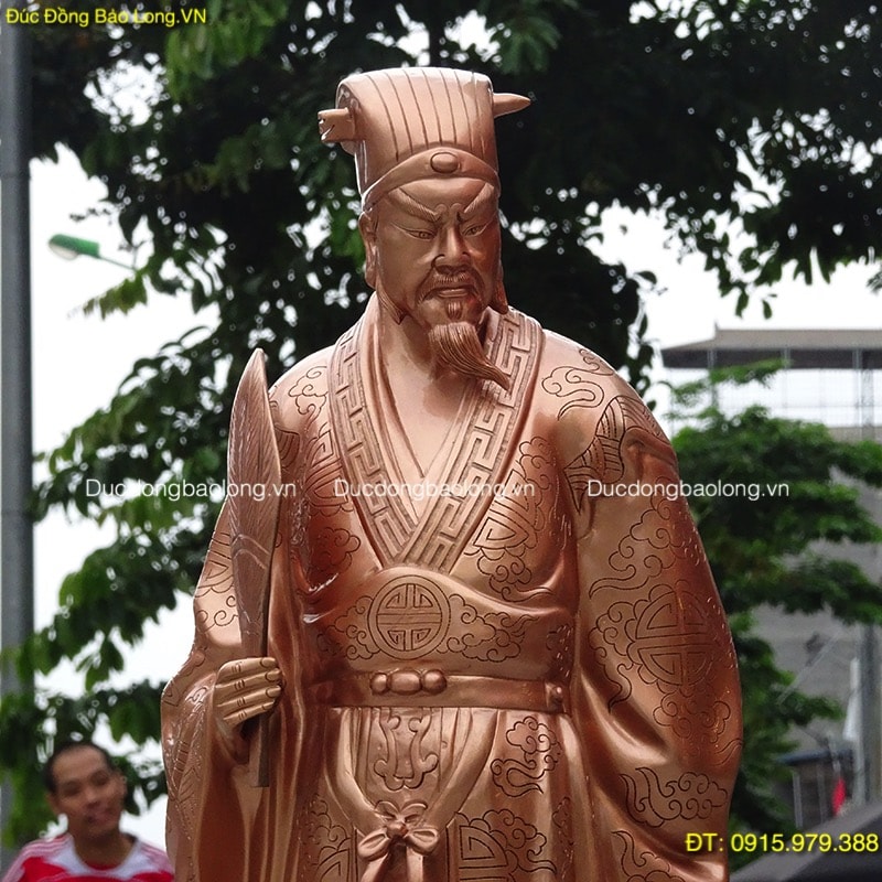 Tượng Khổng Minh Đồng Đỏ đẹp cao 69cm