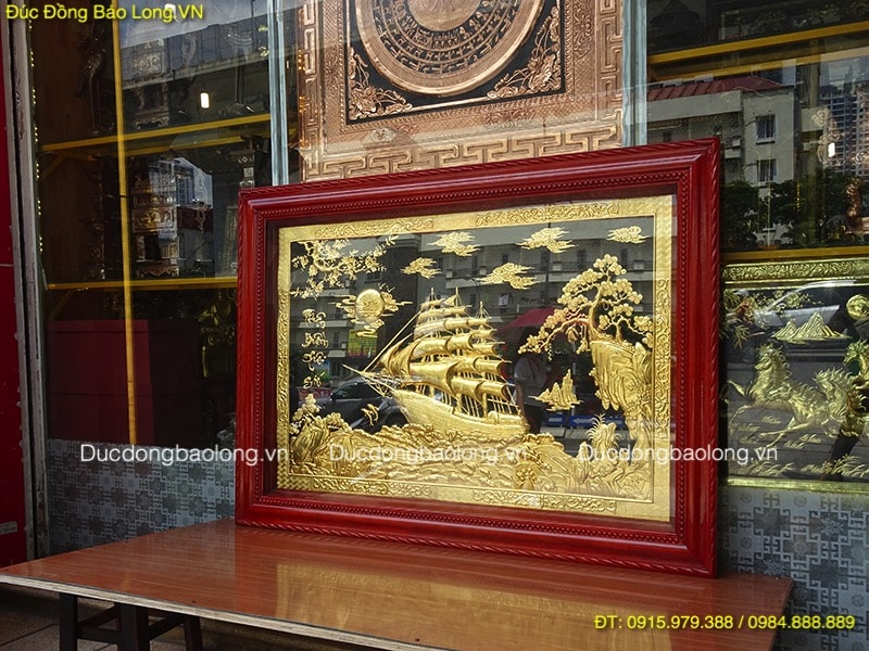 Tranh Thuyền Buồm Mạ Vàng 24k dài 1m47