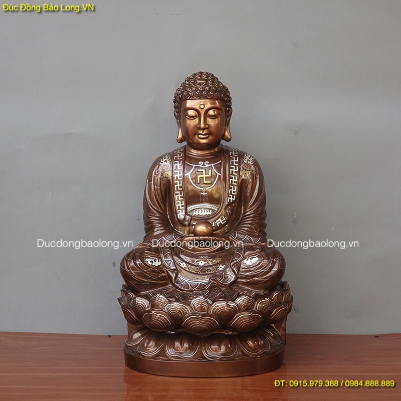 Tượng Phật Thích Ca khảm tam khí cao 61cm