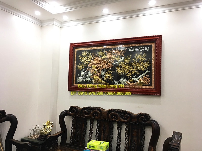 Tranh Vinh Hoa Phú Quý 1m97 mạ điểm vàng bạc