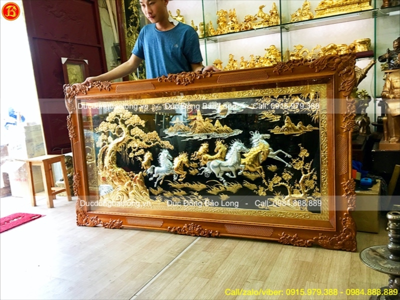 Tranh Bát Mã mạ vàng 1m97 hàng đặt khách Quảng Ngãi