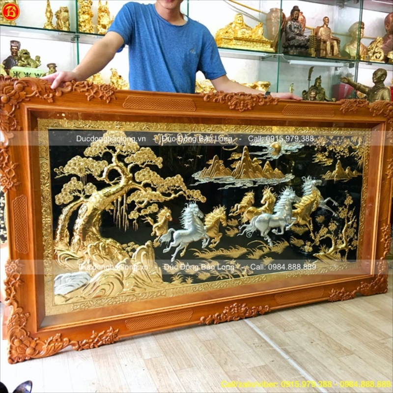Tranh Bát Mã mạ vàng 1m97 hàng đặt khách Quảng Ngãi