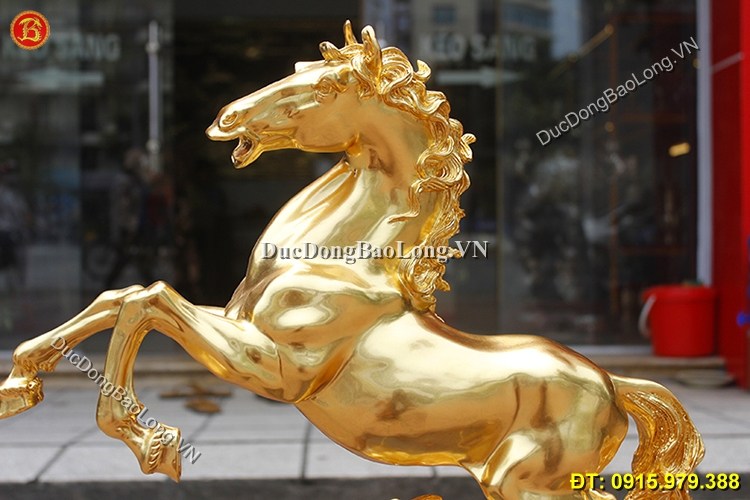 Tượng Ngựa Bằng Đồng Dát Vàng Cao 45cm