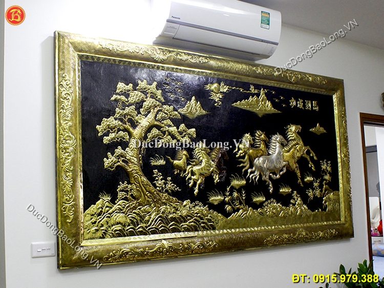 Tranh Đồng Bát Mã 2m31 x 1m27 Khung Đồng