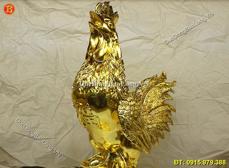 Tượng Gà Trống Dát Vàng 9999 Cao 47cm