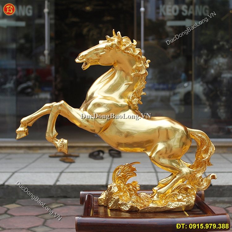 Tượng Ngựa Bằng Đồng Dát Vàng Cao 45cm