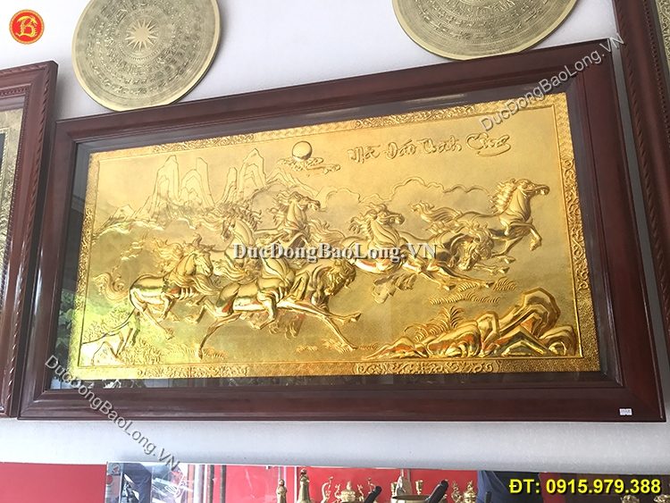 Tranh Đồng Bát Mã Mạ Vàng 24k Dài 1m55 x 88cm