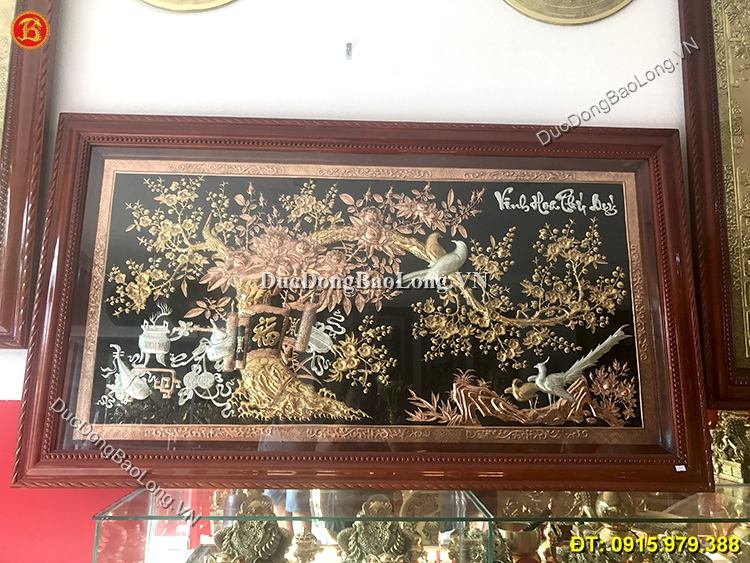 Tranh Vinh Hoa Phú Quý Mạ Tam Khí 1m55 x 88cm