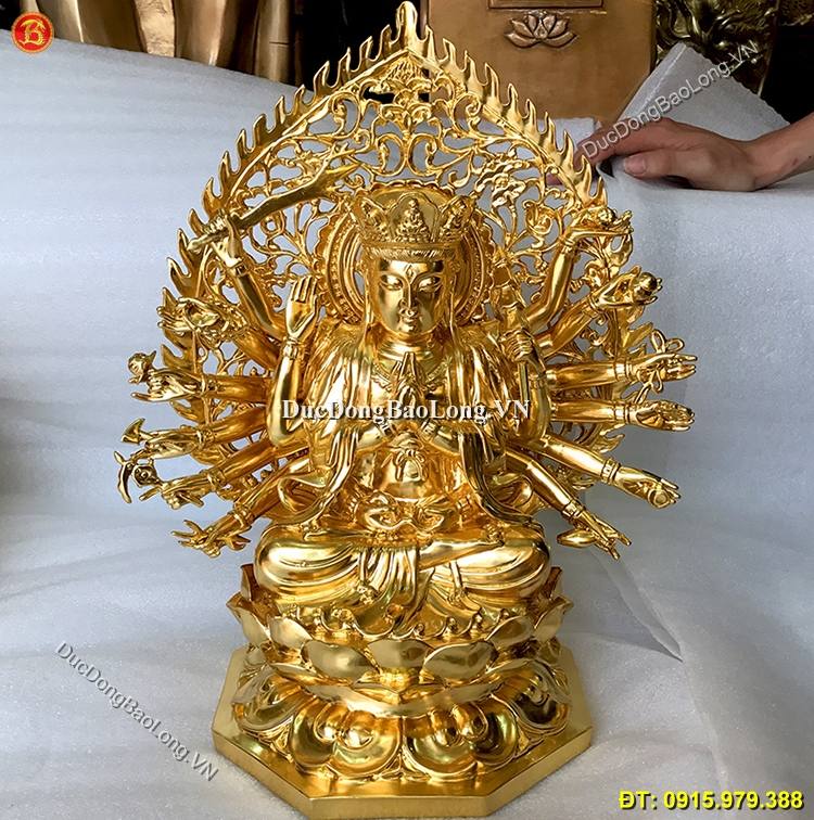 Tượng Đồng Chuẩn Đề Dát Vàng 40cm