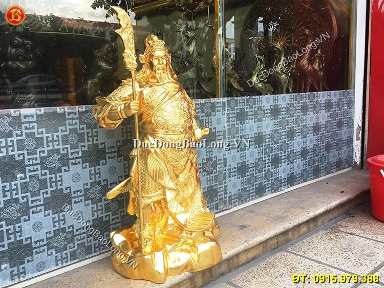 Tượng Đồng Quan Công Dát Vàng Cao 69cm