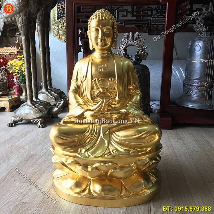 Tượng Phật Thích Ca Bằng Đồng Dát Vàng 81cm