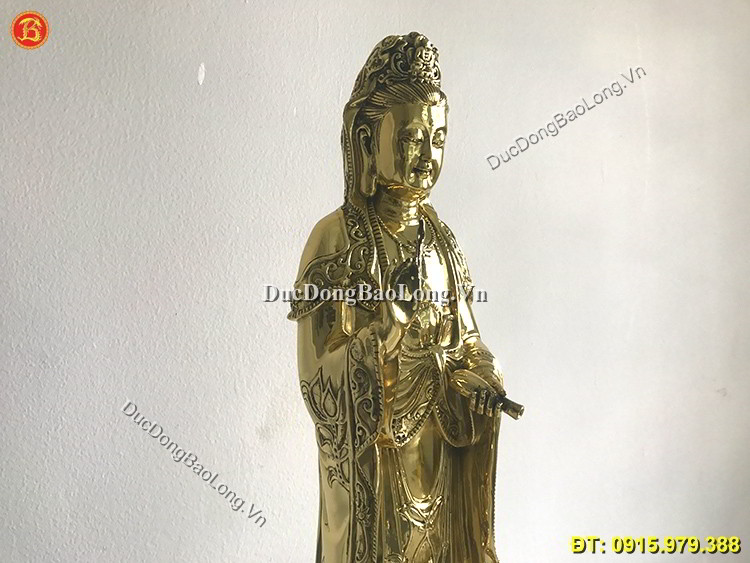 Tượng Đồng Phật Bà Đứng Trên Đài Sen 61cm