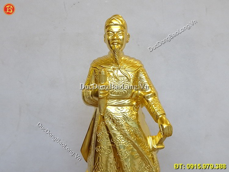 Tượng Trần Hưng Đạo Bằng Đồng Dát Vàng Cao 42cm