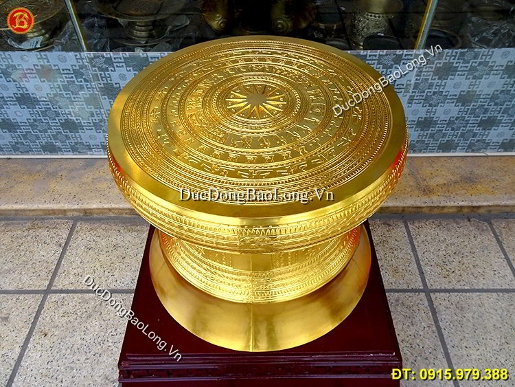 Quả Trống Đồng Dát Vàng 9999 Đk 50cm