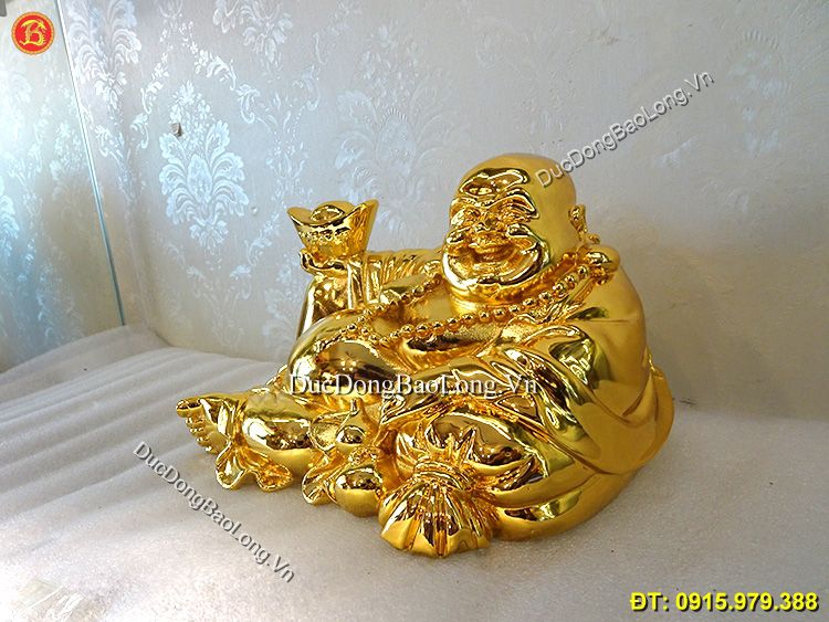 Tượng Phật Di Lặc Mạ Vàng 24k Rộng 22cm