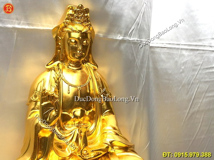 Tượng Phật Bà Quan Âm Dát Vàng Cao 68cm
