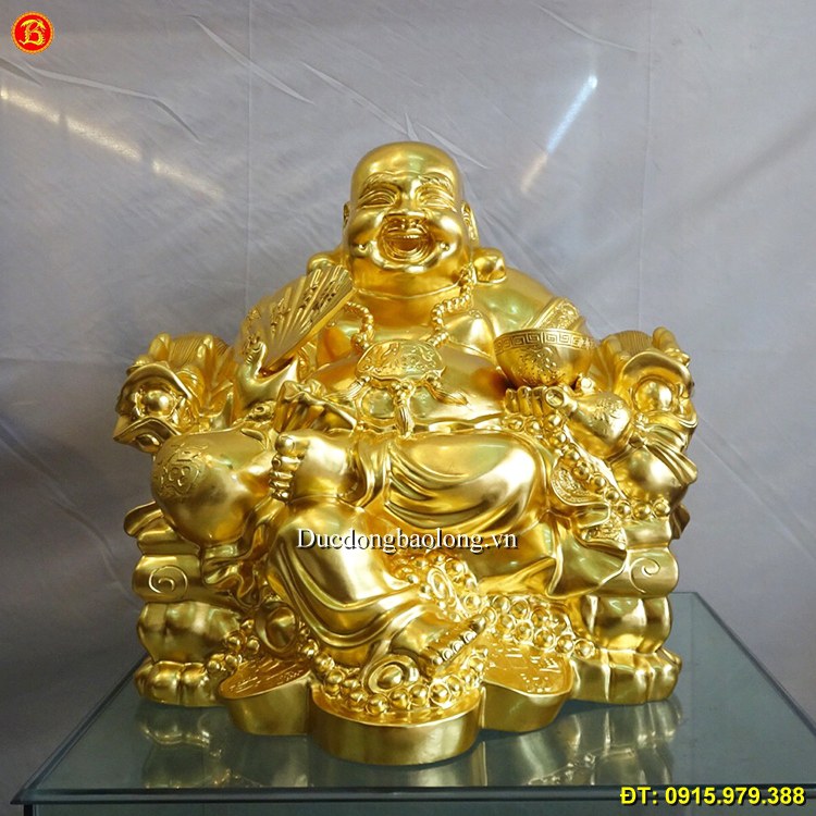 Tượng Phật Di Lặc Dát Vàng 9999 Cao 50cm