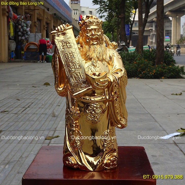 Tượng Thần Tài Bằng Đồng mạ vàng cao 32cm