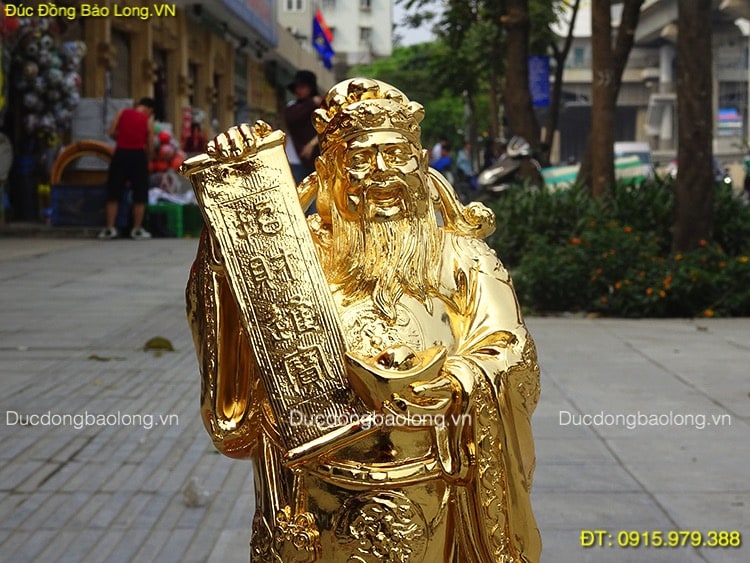 Tượng Thần Tài Bằng Đồng mạ vàng cao 32cm