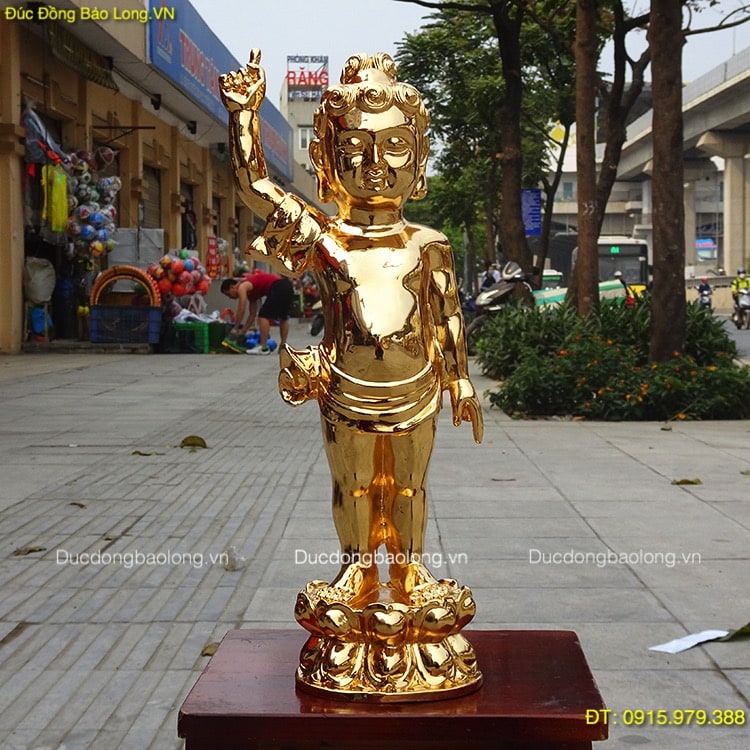 Tượng Phật Thích Ca Đản Sinh mạ vàng 24k