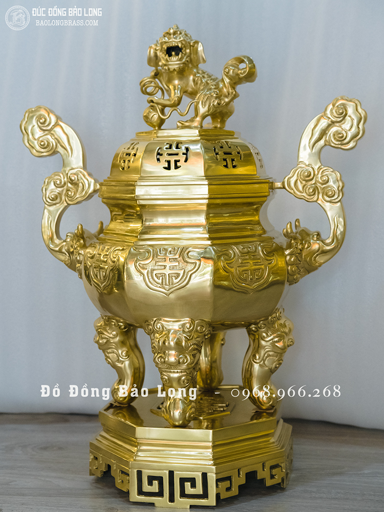 Đỉnh Đồng Bát Giác Thờ Cúng cao 69cm