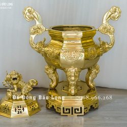 Đỉnh Đồng Bát Giác Thờ Cúng cao 69cm
