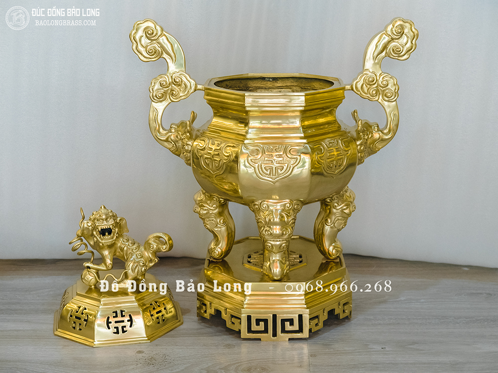 Đỉnh Đồng Bát Giác Thờ Cúng cao 69cm