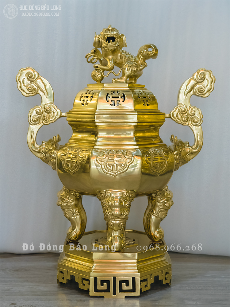 Đỉnh Đồng Bát Giác Thờ Cúng cao 69cm