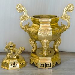 Đỉnh Đồng Bát Giác Thờ Cúng cao 69cm