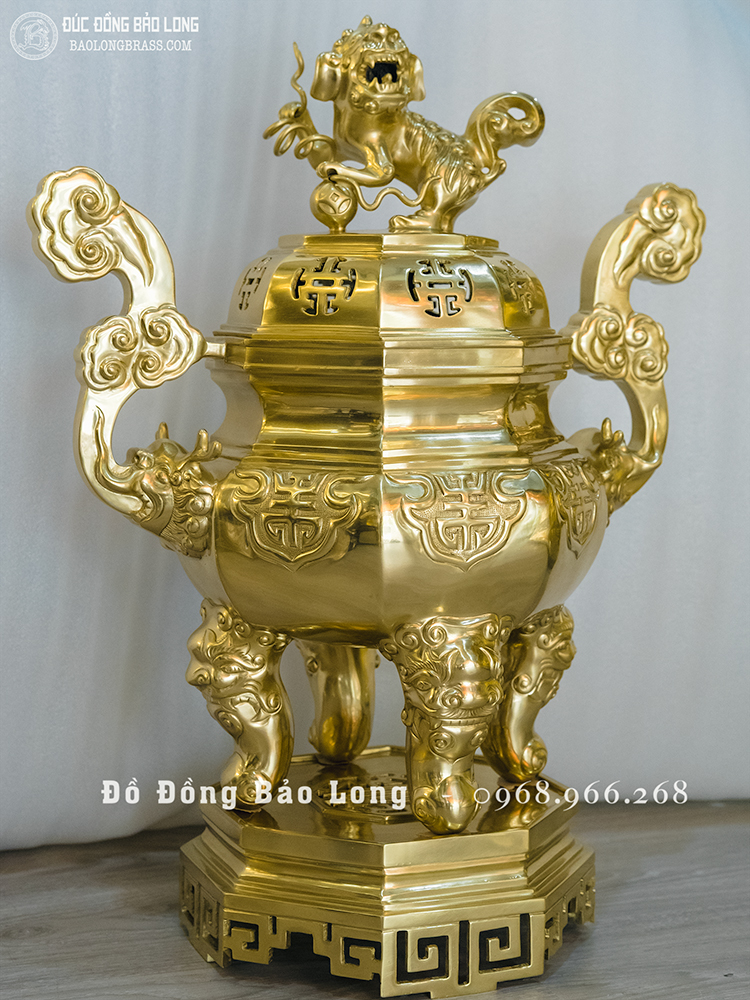 Đỉnh Đồng Bát Giác Thờ Cúng cao 69cm