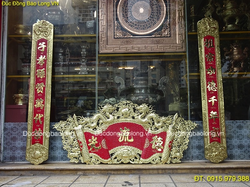 Cuốn Thư Câu Đối Đức Lưu Quang treo bàn thờ dài 1m75