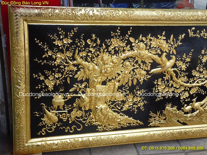Bức Tranh Vinh Hoa Phú Quý 1m55 Khung Liền Đồng Mạ Vàng 24k