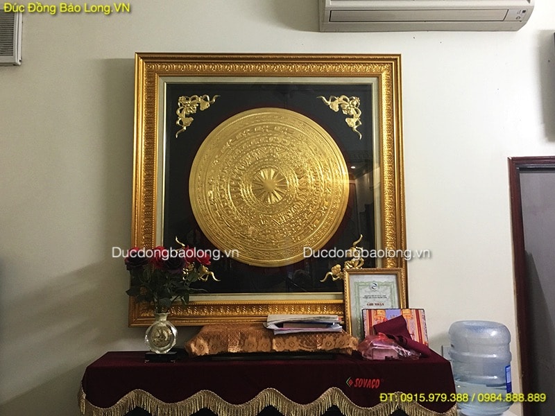 Tranh Mặt Trống Đồng 80cm dát vàng 9999