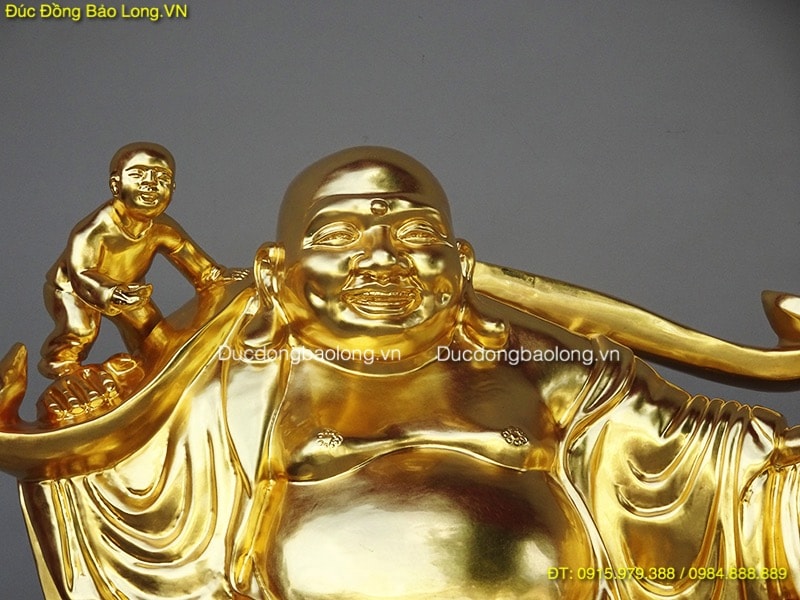 Tượng Phật Di Lặc Kéo Tiền dát vàng 9999