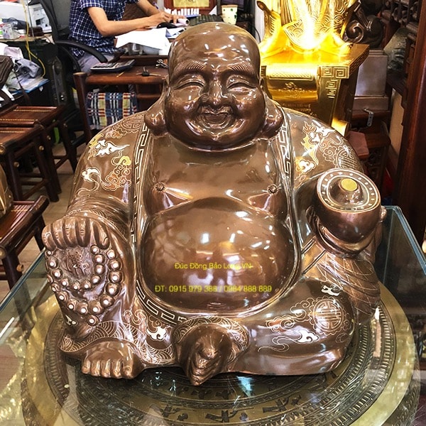 Tượng Phật Di Lặc bằng đồng khảm tam khí