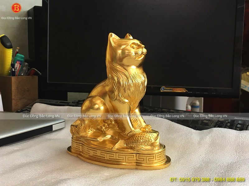 Con Mèo Dát Vàng 9999 đẹp cao 19cm