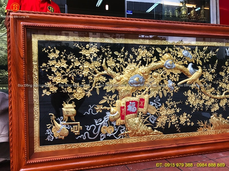 Tranh Vinh Hoa Phú Quý 2m11 mạ vàng dát bạc