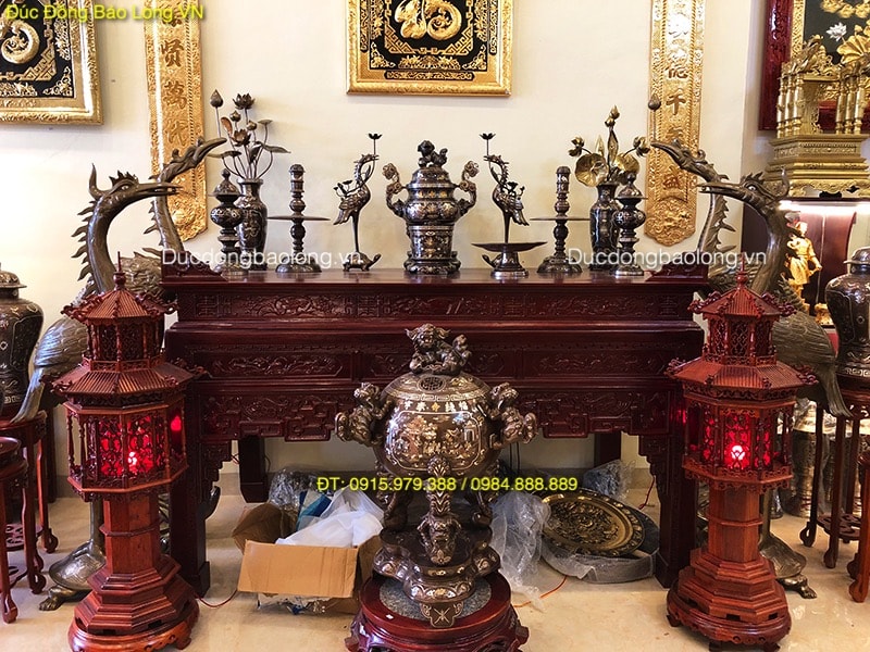 Đồ thờ bằng đồng khảm ngũ sắc tại Thái Nguyên